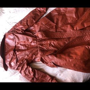 Vintage burnt orange/red leather jacket. Size S.